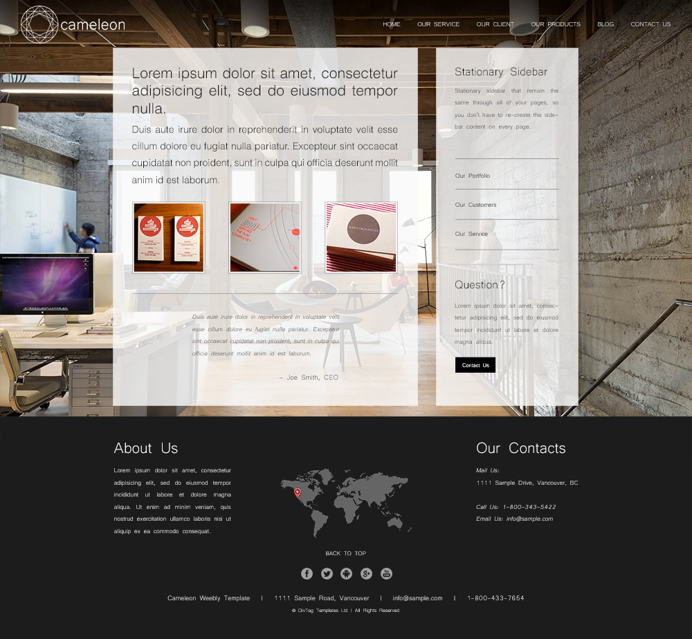 CameleonRightSidebarLayout Premium Weebly Templates and Weebly Themes